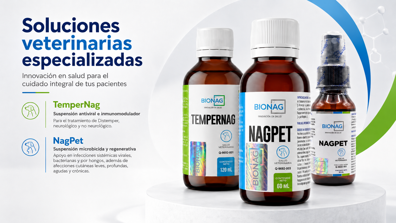 Bionag soluciones veterinarias especializadas para recuperación y cuidado integral.